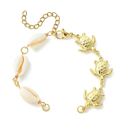 Летний пляж натуральный каури и цепочка из нержавеющей стали в виде черепахи для изготовления браслета, цвет морской раковины