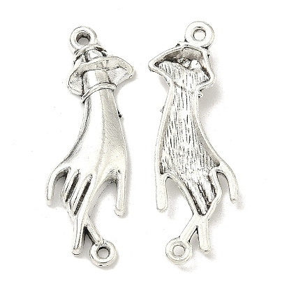 Liens / connecteurs en alliage de zinc de style tibétain, sans plomb et sans cadmium, palm, pour je t'aime, 45x14.3x5mm, Trou: 2~2.5mm, environ131 pcs / 500 g