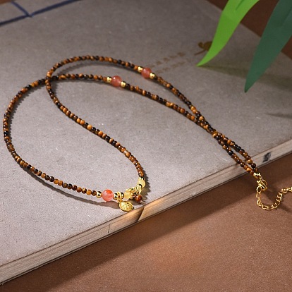 Ожерелья из круглых бусин с натуральным тигровым глазом, бог богатства Заки Рам из латуни