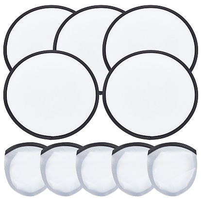 Abanico plegable de poliéster en blanco para sublimación, plano y redondo