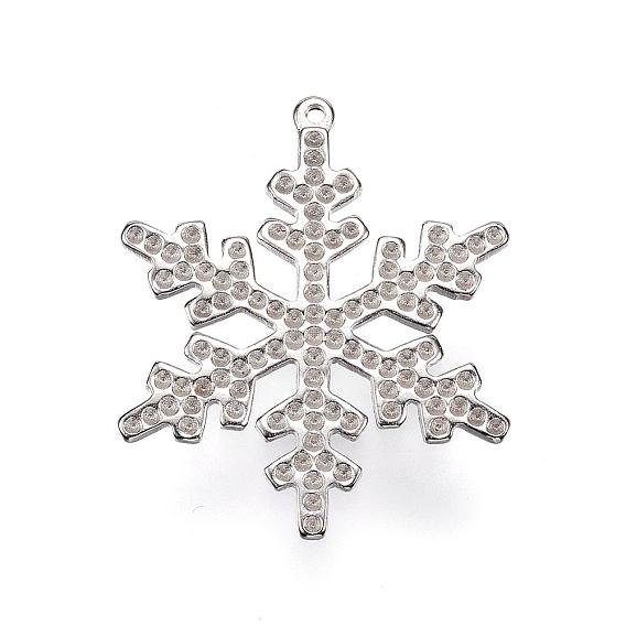 304 Stainless Steel Pendant Rhinestone Settings, Snowflake