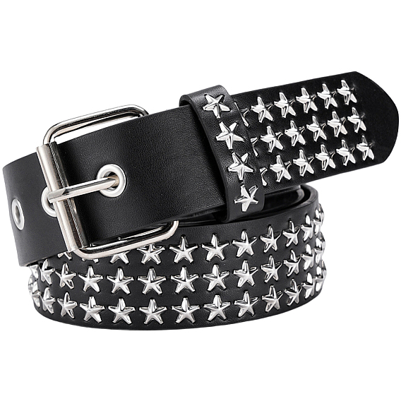 Ceintures en cuir PU avec chaîne et rivets platine pour jeans, avec des agrafes de fer