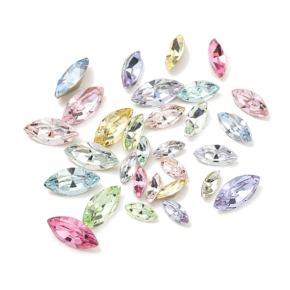 Стеклянные стразы кабошоны, задние и задние, граненые, лошадиный глаз 