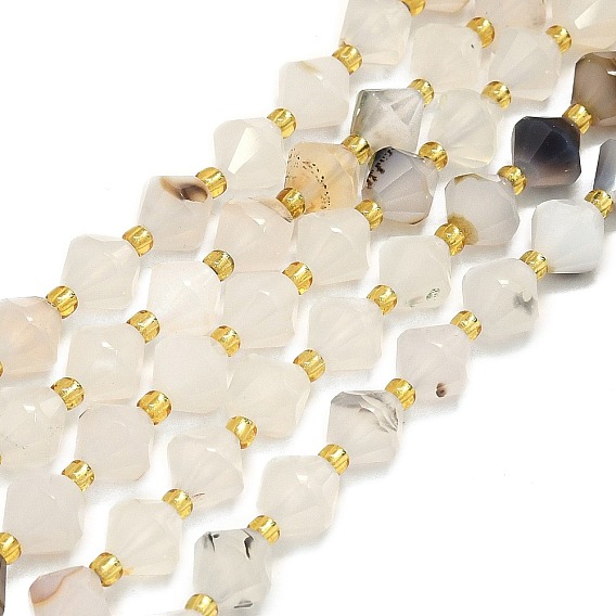 Нити из натурального дендритного агата, граненый ромб