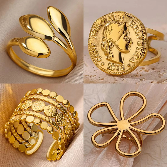 304 из нержавеющей стали манжеты кольца, золотой / нержавеющая сталь цвета