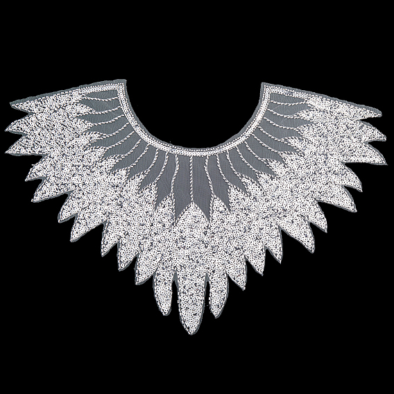 Отделка воротника из полиэстерового глиттера с компьютерной вышивкой, край аппликации для шитья одежды, накладной воротник из цветочного кружева своими руками