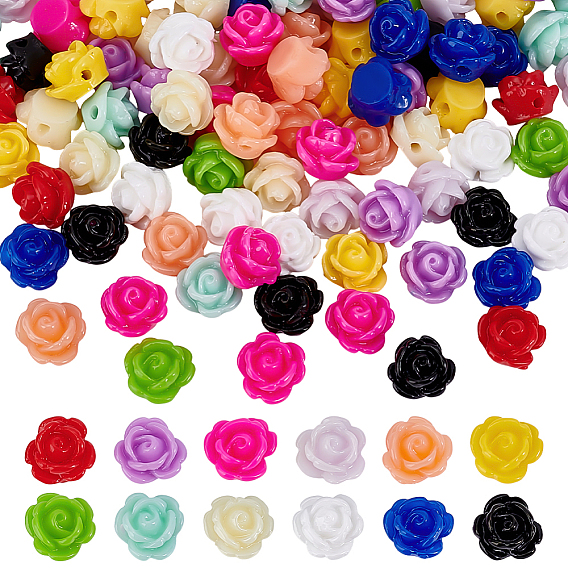 120шт 12 цвета непрозрачные бусины из смолы, цветок розы