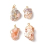 Natural Botswana Agate Pendants, with Real 18K Gold Plated Copper Wire Wrapped, Nuggets