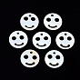 Natural Freshwater Shell Charms, Flat Round with Smilling Face