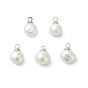 Подвески из натурального пресноводного жемчуга, Двусторонние полированные подвески с латунными ушками, кремово-белые