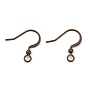 Латунные французские крючки для серег, плоские крючки для серег, провод уха, с бисером и горизонтальной петлей, 15 мм длиной, 21 датчик, штифты : 0.7 мм, отверстие : 2 мм
