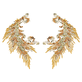 2 шт. 2 стили узор хвост феникса полиэстеровое кружево компьютерная вышивка орнамент аксессуары, с блестками, для одежды своими руками, пакет, украшение для брюк