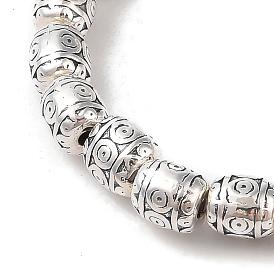 Barrel Tibetan Style Alloy Bead Strands, Cadmium Free & Nickel Free & Lead Free, 6x6mm, Hole: 2mm, about 34pcs/Strand