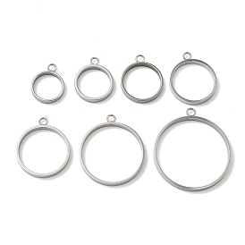 304 подвески из нержавеющей стали из нержавеющей стали, для diy уф смолы, эпоксидная смола, Прессованные цветочные украшения, плоско-круглые