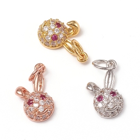 Латунные микропаве прозрачные кубические циркониевые подвески, с прыжковых колец, долговечный, кролик