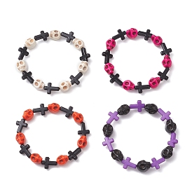 Браслеты из акриловых бусин с крестом и черепом на Хэллоуин