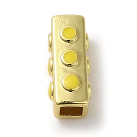 Brass Enamel Tube Beads, Real 18K Gold Plated