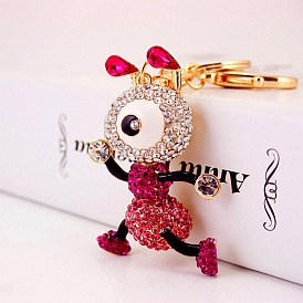 Cute Cartoon Ant Keychain with Big Diamond Eyes, Insect Keyring for Women's Bags and Accessories Pendant