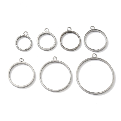 304 подвески из нержавеющей стали из нержавеющей стали, для diy уф смолы, эпоксидная смола, Прессованные цветочные украшения, плоско-круглые