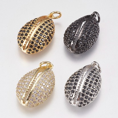 Латунные микро проложить кубического циркония подвески, с прыжковых колец, формы раковины