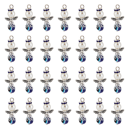 30шт. подвески из смолы от сглаза, с бусинами из сплава в тибетском стиле и акриловыми бусинами, имитирующими жемчуг, угол очарование