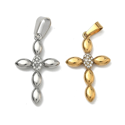304 подвески из нержавеющей стали, со стразами, с кнопкой на поруки, крест прелести, ионное покрытие (ip)