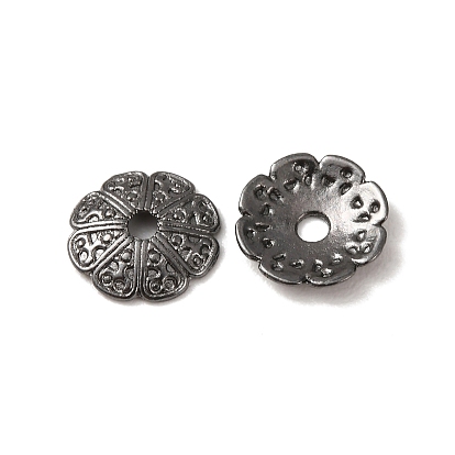Tibetischen Stil Legierung Perlenkappen, Bleifrei und cadmium frei, 13 mm in Durchmesser, 2.5 mm dick, Bohrung: 2.5 mm