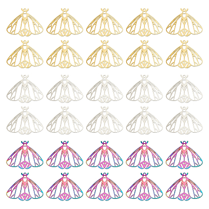 60 шт. 3 цвета 201 филигранные подвески из нержавеющей стали, гравированные металлические украшения, моль