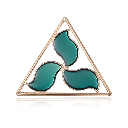 Light Gold Plated Iron Enamel Pendants, Triangle Pinwheel Big Pendants, 62.5x71.5x1mm, Hole: 1mm