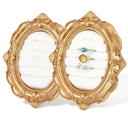 Retro Resin Oval Ring Display Stand, Velvet Lined Jewelry Organizer