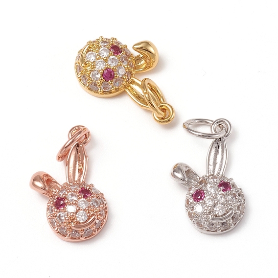 Латунные микропаве прозрачные кубические циркониевые подвески, с прыжковых колец, долговечный, кролик