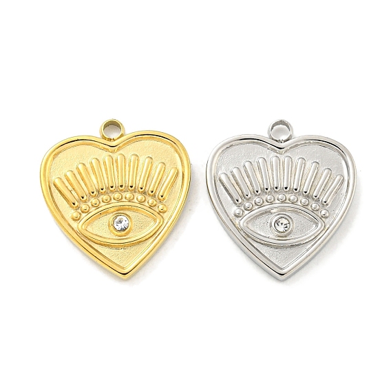 304 подвески из нержавеющей стали, с кристально горный хрусталь, сердце с очаровательными глазами