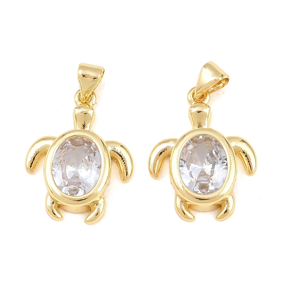 Латунь стекло кулоны, прелести черепахи, долговечный, стойки покрытие, без свинца и без кадмия, реальный 18 k позолоченный, fcaeted