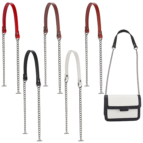 5шт 5 цвета искусственная кожа ремни для сумок, с железной цепочкой и Т-образным замком