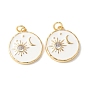 Подвески из латуни с микропаве из прозрачных кубических цирконий и эмали, плоский круглый с подвесками солнца и луны, без кадмия и без свинца, долговечный, стойки покрытие, с целью перехода в кольце