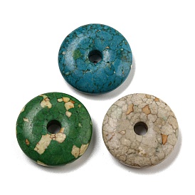 Dyed Synthetic Turquoise Pendants, Donut Charms