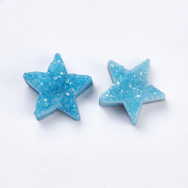 Натуральный druzy кристалл кварца, с покрытием цвета радуги, окрашенные, звезда