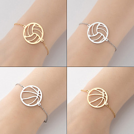 Bracelets à maillons circulaires en acier titane pour femmes
