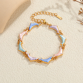 304 Bunte Delfin-Gliederarmbänder aus Edelstahl mit Emaille für Damen