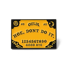 Halloween Black Alloy Brooches, Hoe Don't Do It Board Enamel Pins for Clothes Backpack, Rectangle