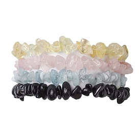 12 Constellation Natural Mixed Gemstone Chip Beaded Stretch Bracelets Sets for Women Men
