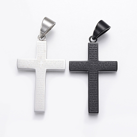 304 Stainless Steel Quote Pendants, Cross with Word