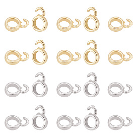 ARRICRAFT 20Pcs 2 Colors Brass Tube Bails, Loop Bails, Long-Lasting Plated, Ring Bail Beads