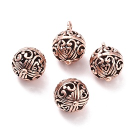 Tibetan Style Alloy Pendants, Round with Flower