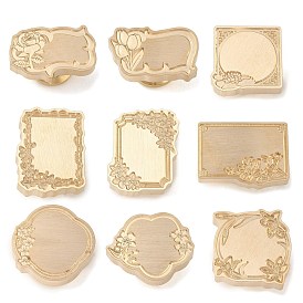 Geometric Flower Frame Brass Stamp Heads, for Wax Seal Stamp, Wedding Invitations Making