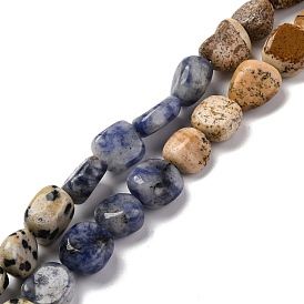 Natural Dalmatian Jasper & Blue Spot Jasper & Green Spot Jasper & Snowflake Obsidian & Picture Jasper Beads Strands, Nuggets, Tumbled Stone