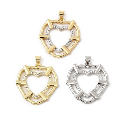 Латунные микро проложить кубического циркония подвески, без кадмия и без свинца, сердце прелести