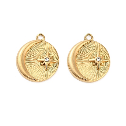 304 кулон из нержавеющей стали с кристаллами и стразами, ионное покрытие (ip), Звездно-лунные чары