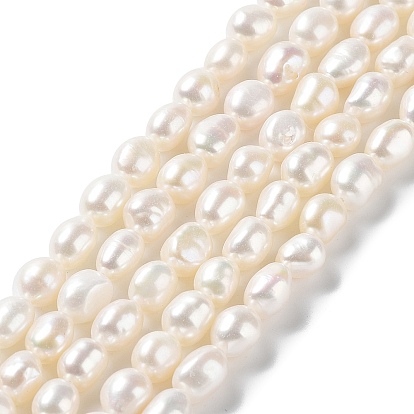 Natural Cultured Freshwater Pearl Beads Strands, Two Side Polished, Grade 5A