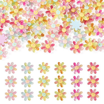 60шт. 6цветные прозрачные смоляные цветочные кабошоны, два тона